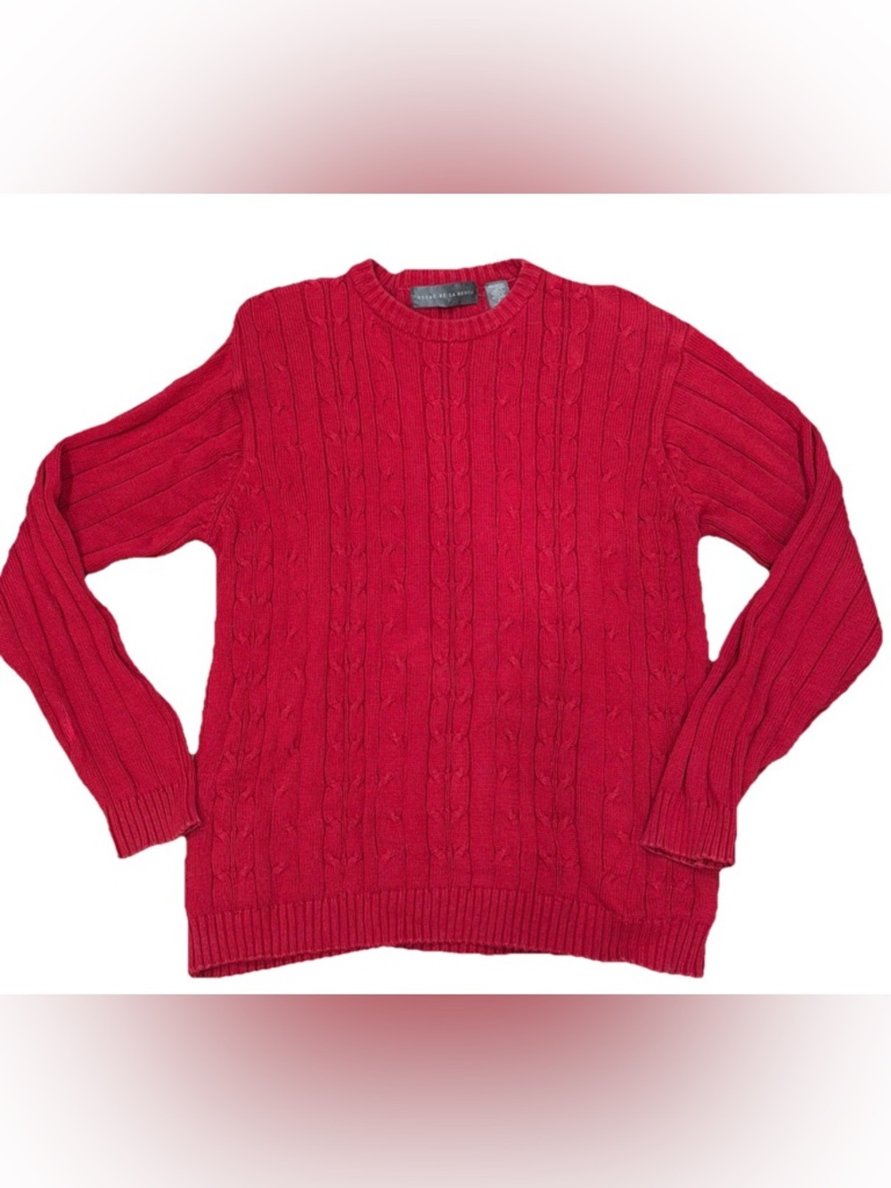 Vintage Oscar de La renta 100% cotton woven red Crewneck sweater mens XL